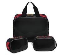Bolsa de maquillaje con patrón de gallo rojo para mujeres y hombres, bolsa de cosméticos translúcida de gallo, bolsa de baño, bolsa de ducha, 3 piezas, organizador de cosméticos de viaje, color, XL,