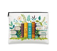 Bolsa de maquillaje con patrón de libro, colorida bolsa de viaje para cosméticos literarios vintage para mujeres, organizador portátil de lona con cremallera, regalo para los amantes de los libros