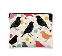 Bolsa de maquillaje con patrón de pájaros, cuervos coloridos, bolsa de viaje vintage para mujeres, organizador portátil con cremallera, ideal para uso diario, regalo de festival de primavera, Varios