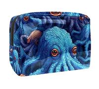 Bolsa de maquillaje con patrón de pulpo submarino, organizador para mujer, kit de viaje con cremallera, multifunción, bolsa de almacenamiento, Multicolor 9, 18.5x7.5x13cm/7.3x3x5.1in