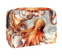 Bolsa de maquillaje con patrón de pulpo submarino, organizador para mujer, kit de viaje con cremallera, multifunción, bolsa de almacenamiento, Multicolor 8, 18.5x7.5x13cm/7.3x3x5.1in