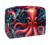Bolsa de maquillaje con patrón de pulpo submarino, organizador para mujer, kit de viaje con cremallera, multifunción, bolsa de almacenamiento, Multicolor 5, 18.5x7.5x13cm/7.3x3x5.1in