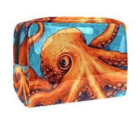Bolsa de maquillaje con patrón de pulpo submarino, organizador para mujer, kit de viaje con cremallera, multifunción, bolsa de almacenamiento, Multicolor 4, 18.5x7.5x13cm/7.3x3x5.1in