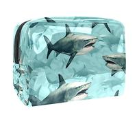 Bolsa de maquillaje con patrón de tiburón submarino, organizador para mujer, kit de viaje con cremallera, multifunción, bolsa de almacenamiento, Multicolor 3, 18.5x7.5x13cm/7.3x3x5.1in