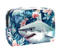 Bolsa de maquillaje con patrón de tiburón submarino, organizador para mujer, kit de viaje con cremallera, multifunción, bolsa de almacenamiento, Multicolor 5, 18.5x7.5x13cm/7.3x3x5.1in