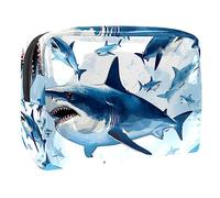 Bolsa de maquillaje con patrón de tiburón submarino, organizador para mujer, kit de viaje con cremallera, multifunción, bolsa de almacenamiento, Multicolor 1, 18.5x7.5x13cm/7.3x3x5.1in