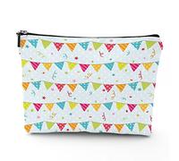 Bolsa de maquillaje con temática de circo, bolsa de maquillaje, bolsa de cosméticos, paisaje de instalaciones de circo en diseño plano, bolsa de maquillaje de lino, gran regalo para viajes,