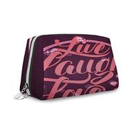 Bolsa de maquillaje con temática de guitarra, bolsa de cosméticos, con texto en inglés "Let's Rock Text Music", organizador de cuero, bolsa de aseo reutilizable, color blanco y negro, S, Morado