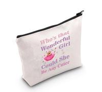 Bolsa de maquillaje con texto en inglés "Who's That Wonderful Girl Could She Be Any Cuter", Could She Be Any Cuter