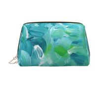 Bolsa de maquillaje con textura de pintura al óleo azul con divisor, bolsa de aseo de viaje, bolsa de cosméticos portátil, Gold, One Size