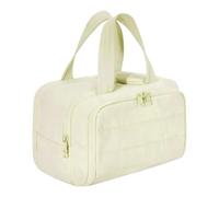 Bolsa de maquillaje cosmética con mango, 29,97 x 18,54 x 21,08 cm. Adorable Travel Bags de gran capacidad, compacto organizador con compartments for Toiletries Makeup Cosmetics, beige, Se référer au
