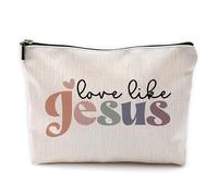 Bolsa de maquillaje cristiana, regalos cristianos para mujeres, Love Like Jesus - withe