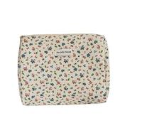 Bolsa de maquillaje de algodón con diseño de flores vintage para mujer, portátil, para almacenamiento de cosméticos, organizador de viaje, bolsa acolchada con cremallera, Bolso de mano, Talla única