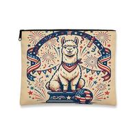 Bolsa de maquillaje de alpacas de fútbol, diseño de llama, bolsa de viaje vintage para mujeres, regalos para niñas, 4 de julio, organizador portátil pequeño de lona con cremallera, 7 x 9 pulgadas