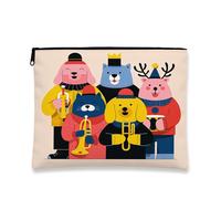 Bolsa de maquillaje de animales, bonitas bolsas de viaje de cosméticos de personajes de dibujos animados para mujeres, bolsa pequeña portátil de lona con cremallera, organizador de neceser de