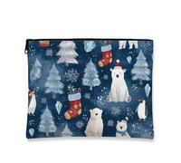Bolsa de maquillaje de animales de invierno, osos polares y pingüinos, bolsa de viaje para mujeres, organizador portátil de lona con cremallera, bolsa de aseo para el cuidado de la piel de vacaciones