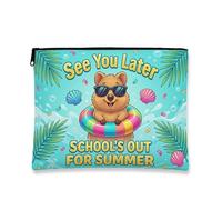 Bolsa de maquillaje de animales de verano, bolsa de cosméticos para mujer, organizador portátil con cremallera para viajes, vacaciones en la playa, Agua (Aqua), 7x9 Inch, Animal