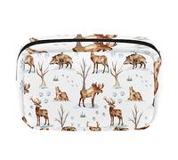 Bolsa de maquillaje de animales del bosque, árboles de patas, bolsa de cosméticos, bolsa de viaje, organizador de accesorios para mujer, Multicolor 1, 17.5x7x10.5cm/6.9x4.1x2.8in