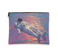 Bolsa de maquillaje de astronauta, bolsa de viaje con temática de espacio cósmico para mujeres, organizador portátil de lona con cremallera, bolsa de aseo de regalo para festivales, ideal para el