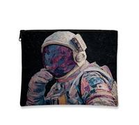 Bolsa de maquillaje de astronauta, colorido patrón espacial, bolsa de viaje portátil para mujeres, organizador pequeño con cremallera para festivales, vacaciones y uso diario, Black, 7x9 Inch