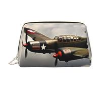 Bolsa de maquillaje de avión de la Guerra Mundial para mujer, bolsa de cosméticos de cuero, organizador de maquillaje, impermeable, bolsa de maquillaje plana abierta, bolsa de almacenamiento portátil