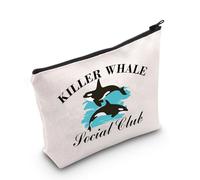 Bolsa de maquillaje de ballena asesina, regalo para amantes de las orcas, bolsa de aseo con cremallera, Whale Social Uk