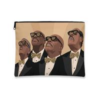 Bolsa de maquillaje de banda de música vintage, bolsa de cosméticos de arte musical retro para viajes, elegante organizador de lona con cremallera, estaciones, Beige, 7x9 Inch, Cuarteto