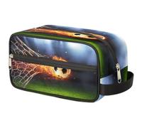 Bolsa de maquillaje de bola de fuego para mujeres, hombres, niños, niñas, niños, niñas, niños, bolsa de lavado de balón de fútbol, bolsa de viaje para artículos de aseo personal, organizador de