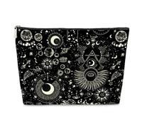 Bolsa de maquillaje de bruja de fase lunar para mujer, bolsa de sol, bolsa de luna, tarjeta de tarot, regalo de bruja, regalo de brujería de meditación, bolsa de aseo de Halloween, bolsa de cosméticos