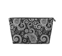 Bolsa de maquillaje de cachemira india negra y blanca, bolsas de cosméticos, bolsa de aseo de viaje, bolsa de maquillaje para mujeres, bolsa de maquillaje de cuero, bonita bolsa de maquillaje