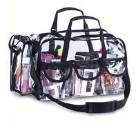 Bolsa de Maquillaje de Calidad y Gran Capacidad en PVC - Organizador Cosmético Portátil con Múltiples Compartimentos, Diseño Transparente para Viajes, Playa y Uso al , Cierre Resistente con Cremallera
