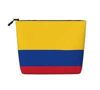 Bolsa de maquillaje de cáñamo falso con bandera de Colombia, organizador de viaje de gran capacidad para viajes de negocios y uso diario