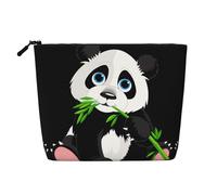 Bolsa de maquillaje de cáñamo falso con estampado de búho de ojos amarillos, organizador de artículos de tocador de viaje, almacenamiento diario, esencial para viajes de negocios, Lindo panda, Talla