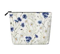 Bolsa de maquillaje de cáñamo falso con estampado de flores dibujadas a mano, organizador de artículos de tocador de viaje, almacenamiento diario, esencial para viajes de negocios, Flor dibujada a