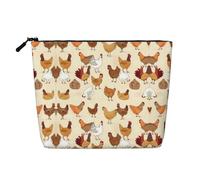 Bolsa de maquillaje de cáñamo falso con estampado de flores dibujadas a mano, organizador de artículos de tocador de viaje, almacenamiento diario, esencial para viajes de negocios, Una cría de pollos