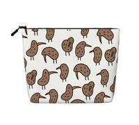 Bolsa de maquillaje de cáñamo falso con estampado de leopardo y tigre naranja, organizador de artículos de tocador de viaje, almacenamiento diario, esencial para viajes de negocios, Lindo pájaro kiwi