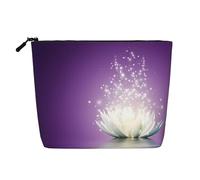 Bolsa de maquillaje de cáñamo falso con estampado de leopardo y tigre naranja, organizador de artículos de tocador de viaje, almacenamiento diario, esencial para viajes de negocios, Flor de loto