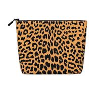 Bolsa de maquillaje de cáñamo falso con estampado de leopardo y tigre naranja, organizador de artículos de tocador de viaje, almacenamiento diario, esencial para viajes de negocios, estampado de