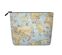 Bolsa de maquillaje de cáñamo falso con estampado de libélula, organizador de artículos de aseo de viaje, almacenamiento diario, esencial para viajes de negocios, mapamundi, Talla única