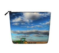 Bolsa de maquillaje de cáñamo falso con estampado de libélula, organizador de artículos de aseo de viaje, almacenamiento diario, esencial para viajes de negocios, Fantasy Farm Tractor, Talla única