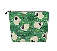 Bolsa de maquillaje de cáñamo falso con estampado vintage de libélulas, organizador de artículos de tocador de viaje, almacenamiento diario, esencial para viajes de negocios, Linda oveja de dibujos