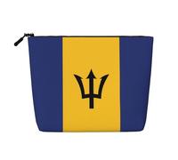 Bolsa de maquillaje de cáñamo falso con la bandera de Guatemala, organizador de artículos de aseo de viaje, almacenamiento diario, esencial para viajes de negocios, Bandera de Barbados, Talla única