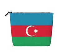 Bolsa de maquillaje de cáñamo falso con la bandera de Guatemala, organizador de artículos de aseo de viaje, almacenamiento diario, esencial para viajes de negocios, Bandera de Azerbaiyán, Talla única