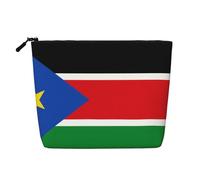 Bolsa de maquillaje de cáñamo falso con la bandera de Sudán del Sur, organizador de viaje de gran capacidad para viajes de negocios y uso diario