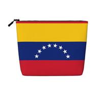 Bolsa de maquillaje de cáñamo falso con la bandera de Venezuela, bonita y ligera para mujer, 100 % poliéster, impermeable, gran capacidad, perfecta para viajes y uso diario