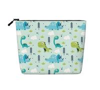 Bolsa de maquillaje de cáñamo falso con patrón de dinosaurio, gran capacidad, bolsa de aseo de viaje resistente al agua para mujer