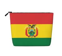 Bolsa de maquillaje de cáñamo falso de la bandera de Bolivia, organizador de viaje de gran capacidad para viajes de negocios y uso diario