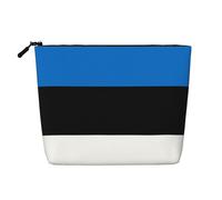 Bolsa de maquillaje de cáñamo falso de la bandera de Estonia, organizador de viaje de gran capacidad para viajes de negocios y uso diario
