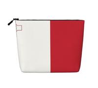 Bolsa de maquillaje de cáñamo falso de la bandera de Malta, organizador de viaje de gran capacidad para viajes de negocios y uso diario