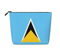 Bolsa de maquillaje de cáñamo falso de la bandera de Santa Lucía, organizador de viaje de gran capacidad para viajes de negocios y uso diario